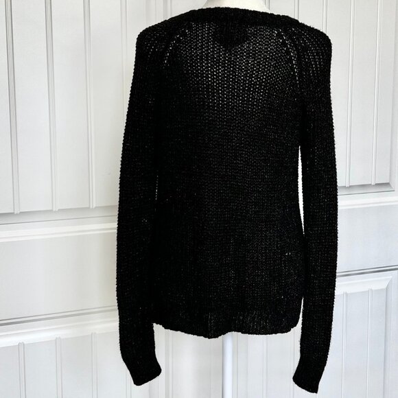 Heather by Bordeaux Black w/ Metallic Gold Flecks Loose Knit Round Neck Sweater - Picture 4 of 9